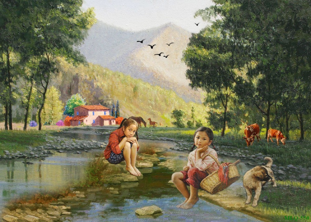 Tranh sơn dầu làng quê MLQ-550